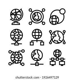 icono de red global o logotipo símbolo de signo aislado ilustración vectorial - Colección de iconos vectoriales de estilo negro de alta calidad
