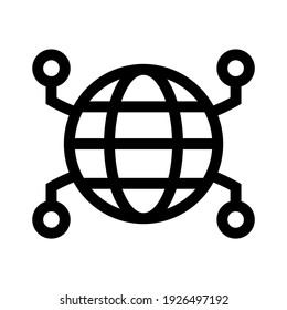 icono de red global o logotipo símbolo de signo aislado ilustración vectorial - iconos vectoriales de estilo negro de alta calidad
