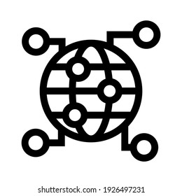 icono de red global o logotipo símbolo de signo aislado ilustración vectorial - iconos vectoriales de estilo negro de alta calidad
