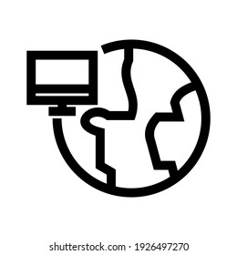 icono de red global o logotipo símbolo de signo aislado ilustración vectorial - iconos vectoriales de estilo negro de alta calidad
