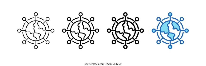 Ilustração de vetor de estilo de estrutura de tópicos de ícone de rede global