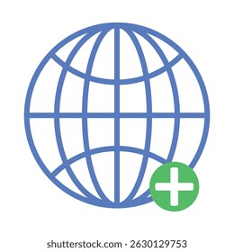 Global network icon with plus