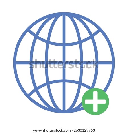 Global network icon with plus