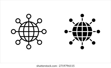 ícone de rede global definido. conexões globais, ícone de expansão. ilustração vetorial no plano de fundo branco