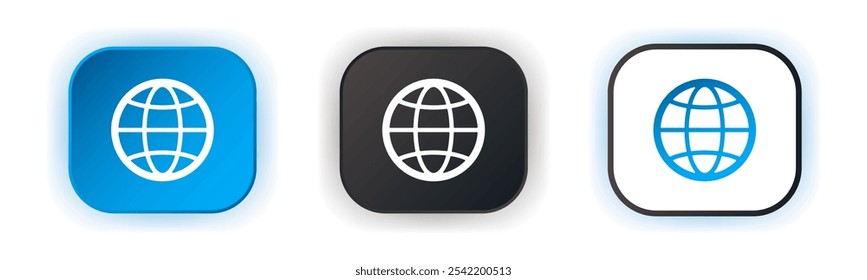 Global network icon set. Design for app icons. Button template. Vector illustration.