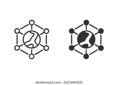 Global network icon set. Representing global connection, communication, and technology.