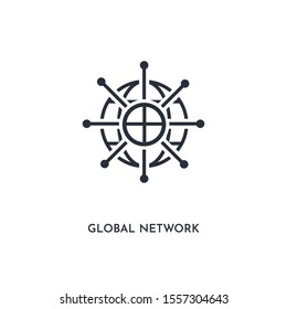 global network icon. simple element illustration. isolated trendy filled global network icon on white background. can be used for web, mobile, ui.