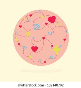 Global network icon, vector illustration