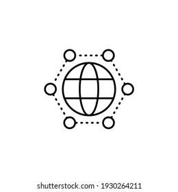 Global Network Icon Vector Illustration. Business Icon Line Style. Isolated On White Background