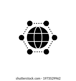 global network icon vector illustration. global network icon black style design. isolated on white background