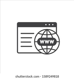 Global network icon. Website vector icon. Site flat sign design. Www symbol pictogram. Www icon