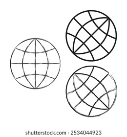 Icono de la red global. Símbolo de globo de alambre. Ilustración vectorial mundial.