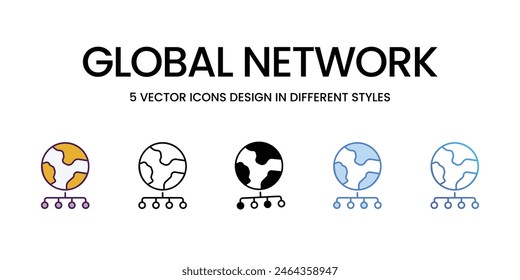 Iconos de red global ilustración de stock de Vector de estilo diferente