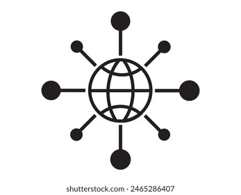 Symbole für globale Netzwerke, digitale Technologie, soziales Netzwerk, globale Verbindung, einfaches Unternehmenslogo. Schwarzes lineares Symbol