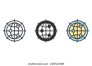 Global network icons  symbol vector elements for infographic web