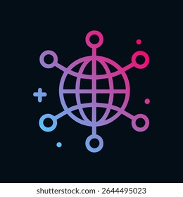 Global network of interconnectedness. Icon symbol illustration
