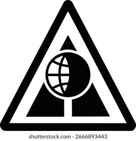 Símbolo de aviso de rede global ou conexão internacional, isolado no fundo branco