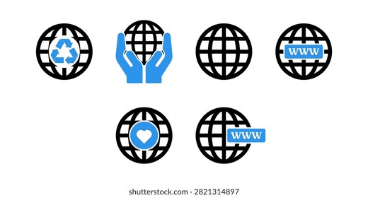 Global Network and Internet Communication Vector Icon Collection