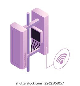 Global network internet data transfer technology glow composition with neon icon of infrastructure vector illustration