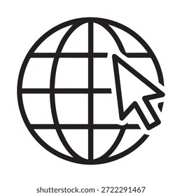 Icono de Internet de red global con Ilustración vectorial de Hacer clic de cursor de mouse.