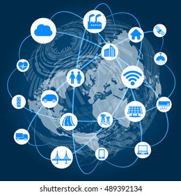 global network and internet of things, abstract illustration