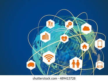 global network and internet of things, abstract illustration