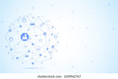 Global network isolated on blue background. For web site, wallpaper, poster, placard, ad, cover and print materials. Creative art, modern abstract concept