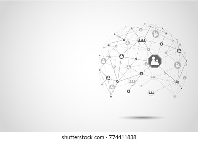 Global network isolated on gray background. For web site, wallpaper, poster, placard, ad, cover and print materials. Creative art, modern abstract concept