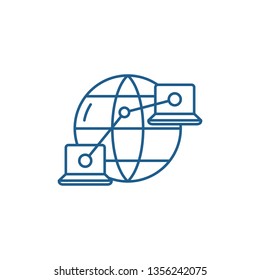 Global network line icon concept. Global network flat  vector symbol, sign, outline illustration.
