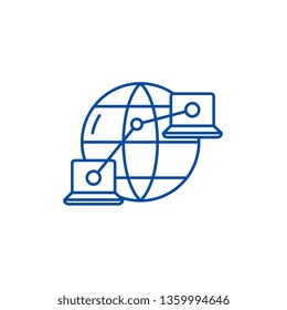Global network line icon concept. Global network flat  vector symbol, sign, outline illustration.