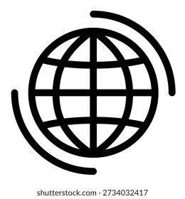 Global network line icon showing worldwide internet connection