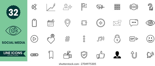 Globale Symbole der Netzwerkreihe setzen eine Kollektion von 32 minimalistischen Designs