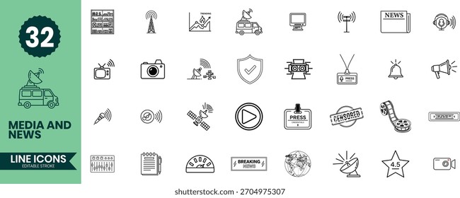 Globale Symbole der Netzwerkreihe setzen eine Kollektion von 32 minimalistischen Designs