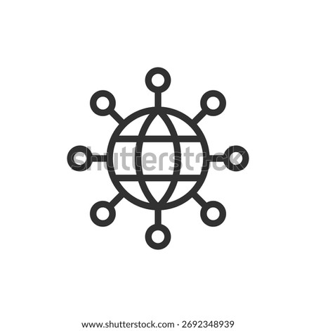 Global network, linear icon. Symbol of worldwide connectivity. Line with editable stroke.