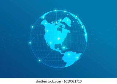 Global network lines connection. World map point with dots connection concept of global business background. vector