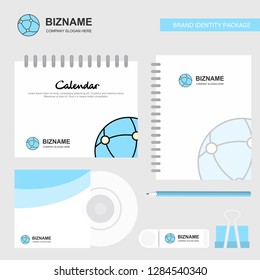Global network  Logo, Calendar Template, CD Cover, Diary and USB Brand Stationary Package Design Vector Template