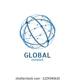 Global network logo. Connection minimal design. Vector illustration