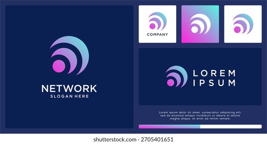 Global network logo design for signal symbol
