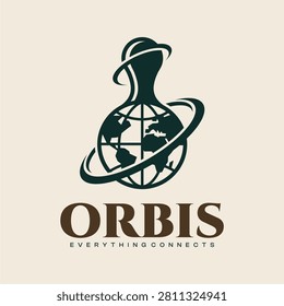 Global Network Logo: Earth Globe with Orbiting Rings and 