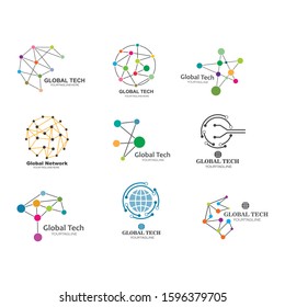 global network logo icon vector illustration design template