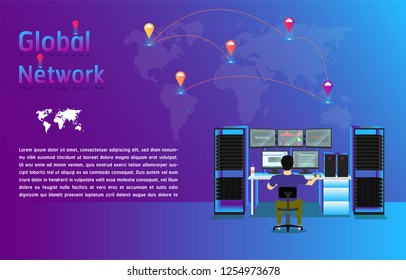 global network mapping world wide vector illustration eps10