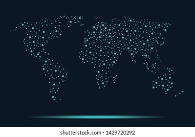 Global network mesh. Abstract world map.