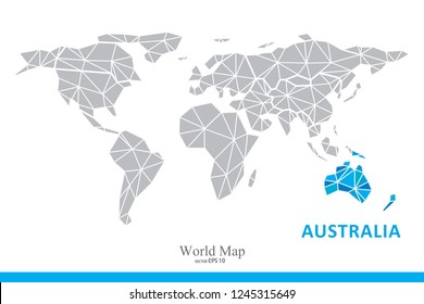 Global network mesh. Australia. Earth map. Vector illustration.