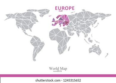 Global network mesh. Europe. Earth map. Vector illustration.