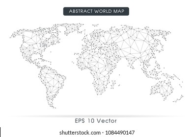 Global network mesh. Social communications. Abstract World Map Background. Polygonal, Triangle, dot ,line Vector illustration EPS 10. 