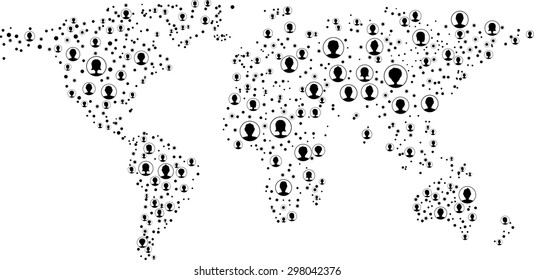 Global network mesh. Social communications background. Earth map. Vector illustration. 