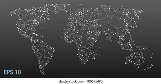 Global network mesh. Social communications. Abstract World Map Background. Polygonal, Triangle, dot ,line Vector illustration EPS 10. 