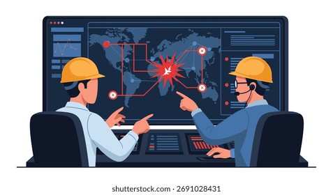 Global Network Monitoring Center Analyzing Real-Time Data Streams for Security Threats