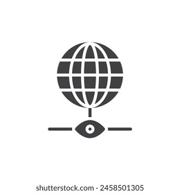 Global network monitoring vector icon. filled flat sign for mobile concept and web design. Network Monitoring glyph icon. Symbol, logo illustration. Vector graphics