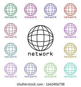 Global network multi color style icon. Simple thin line, outline vector of sosial media network icons for ui and ux, website or mobile application